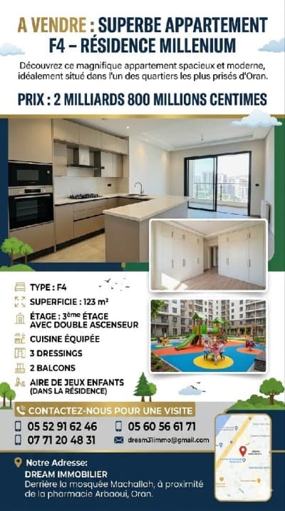 Vente Appartement F4 Oran Bir el djir