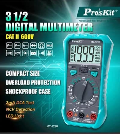 Proskit Multimetre Numerique de precision. MT.1220 3.1/2. testeur et mesure sans contact. Eclairage LED
