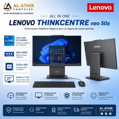 All In One Lenovo ThinkCentre neo 50a Core i5-13420H | 8Go DDR5 | 512Go SSD | Ecran 27" FHD