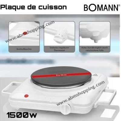 Plaque chauffante pour Cuisson 1500W Bomann