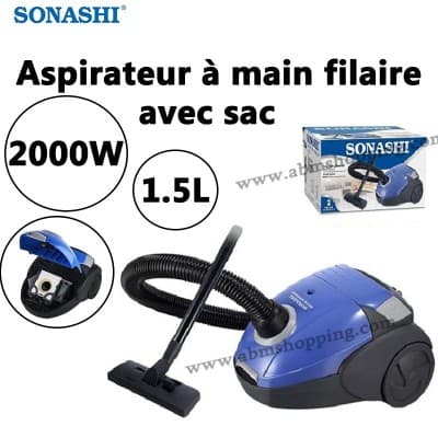 Garantie produit 2 ans Aspirateur à main filaire avec sac 1.5L 2000W | SONASHI