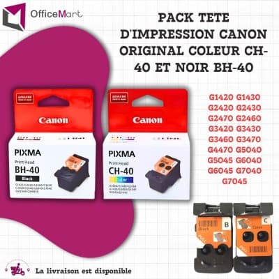 CANON TETE D'IMPRESSION ORIGINAL NOIR BH-40 ET COULEUR CH-40 POUR G2420-G2430-G3420-G3430-G3470