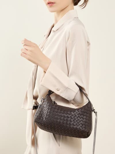 Sac dumpling tressé en cuir dagneau femme nouveau modèle 2026 look de niche chaîne bandoulière sac oreiller à main