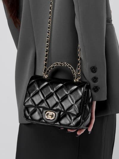 Sac métallique chaîne matelassé style Chanel nouveau modèle 2026 polyvalent à main bandoulière vintage femme