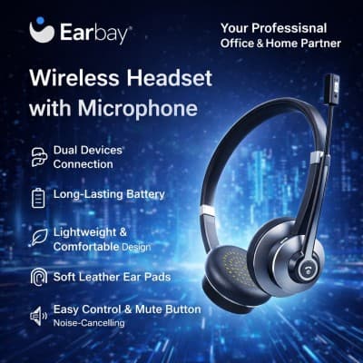 Earbay Wireless Headset with Microphone | Casque sans fil Earbay avec microphone