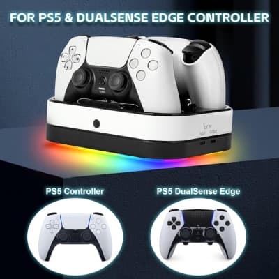 PS5 RGB Controller Charger Station | Base de Charge Double MANETTE PS5 avec RGB