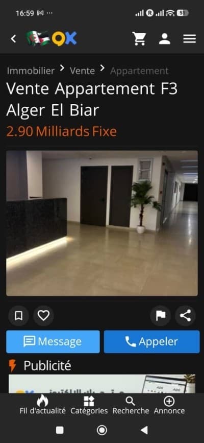 Location Appartement F2 Alger Said hamdine