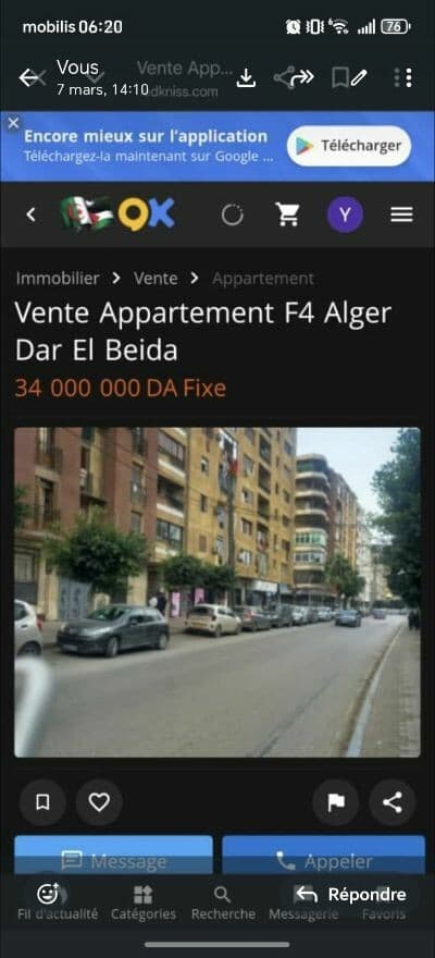Location Appartement F4 Alger Dar el beida