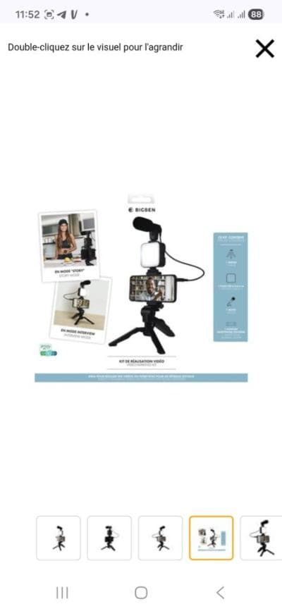 Kit Vlogging Bigben Connected Live Tripod Noir + Led light XS