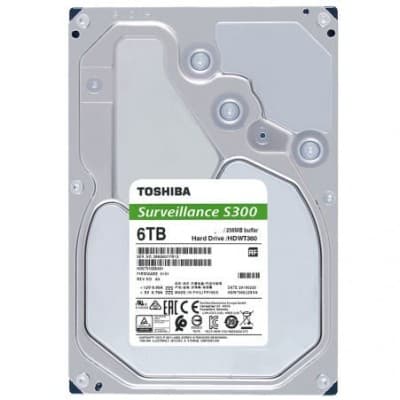 DISQUE DUR Toshiba Surveillance S300 6TO - SATA 3,5 pouces, fonctionnement 24 h/24 et 7 j/7, compatible avec 64 caméras