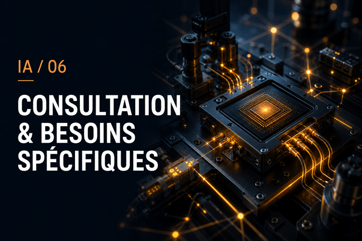 Puce d’intelligence artificielle reliée à plusieurs branches de traitement pour les agents, l’automatisation et les besoins spécifiques.